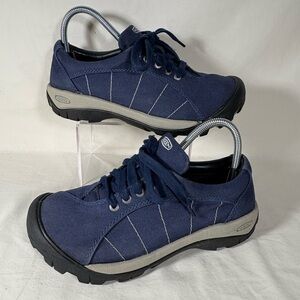 KEEN Women's PRESIDIO Blue Canvas Arch Support Laced Hiking Shoes Size 8.5/EU 39